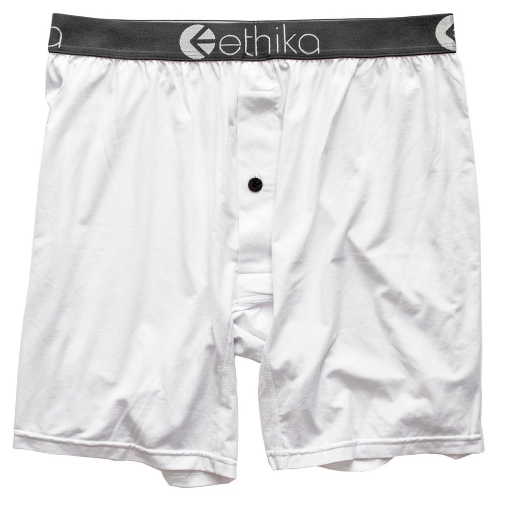 NWT Ethika Men’s White Boxer Briefs with Gray Waistband (Sizes: XL & 3XL)